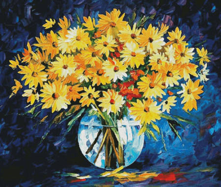 cross stitch pattern Yellow on Blue (Large)