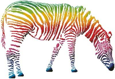 cross stitch pattern Zebra with Colourful Stripes