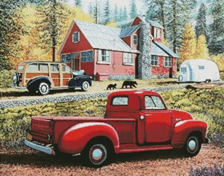 cross stitch pattern Autumn in Big Bear Forest