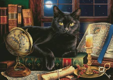 cross stitch pattern Black Cat by Candlelight (Large)