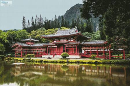 cross stitch pattern Byodo-In Temple