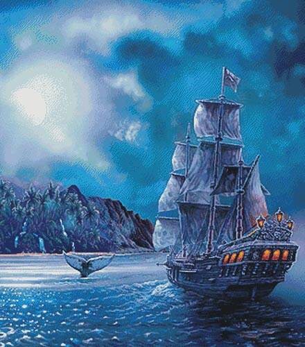 cross stitch pattern The Call of the Moon (Large Crop)