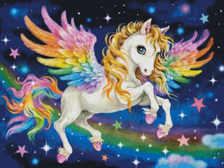 cross stitch pattern Cute Rainbow Pegasus (Large)