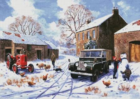 cross stitch pattern Farm in Winter (Large)