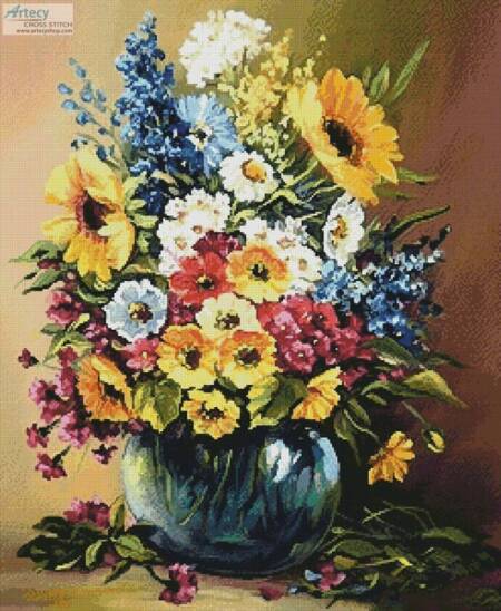 cross stitch pattern Flowers Painted with Summer