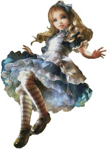 cross stitch pattern Floating Alice (No Background)