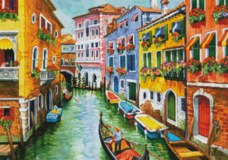 cross stitch pattern Gondola Ride in Venice