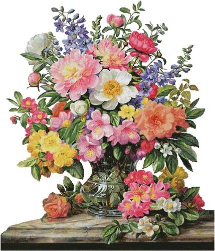 cross stitch pattern June Flowers in Radiance (Large) No Back