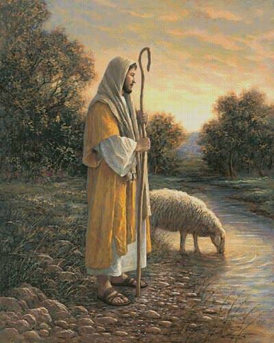 cross stitch pattern Jesus and Sheep (Large)