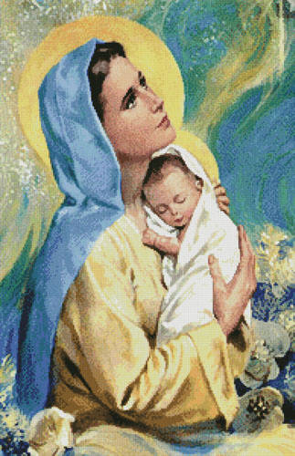 cross stitch pattern Mary and Baby Jesus (Large)
