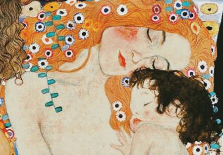 cross stitch pattern Mother and Child Painting (Large Crop)