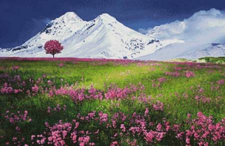 cross stitch pattern Meadow in the Alps