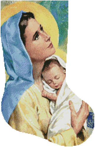 cross stitch pattern Mary and Baby Jesus Stocking (Right)