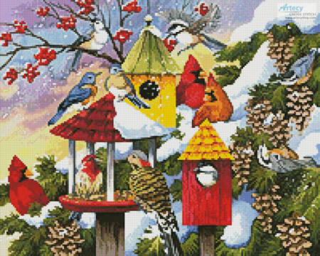 cross stitch pattern Mini Meeting at the Bird Feeder