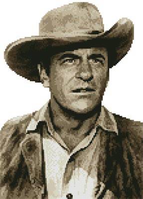 cross stitch pattern Mini James Arness (Sepia)