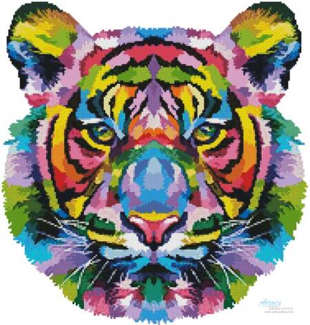 cross stitch pattern Mini Pop Art Tiger