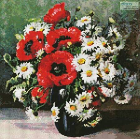 cross stitch pattern Mini Poppies and Daisies