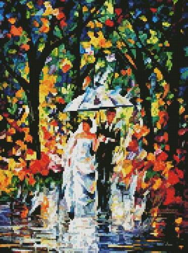 cross stitch pattern Mini Wedding under the Rain