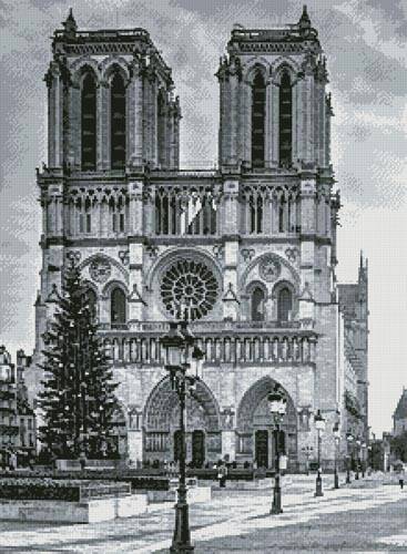 cross stitch pattern Notre Dame Black and White