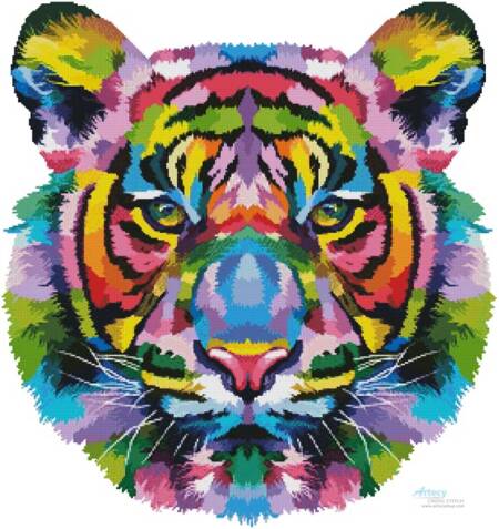 cross stitch pattern Pop Art Tiger