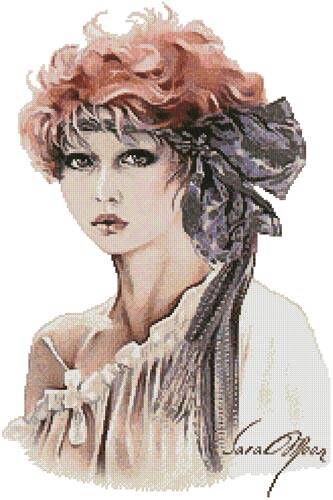 cross stitch pattern Red Wild Cat Close Up