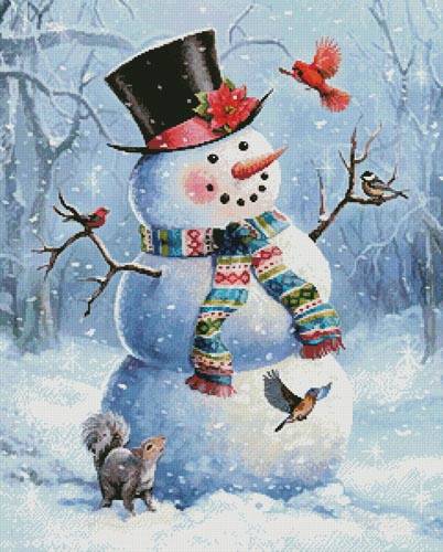 cross stitch pattern Snowman and Friends