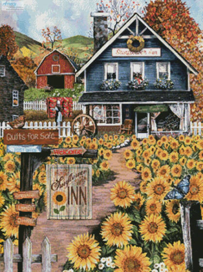 cross stitch pattern The Sunflower Inn