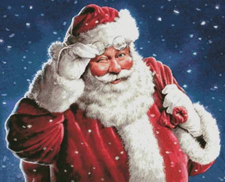 cross stitch pattern Santa Wink