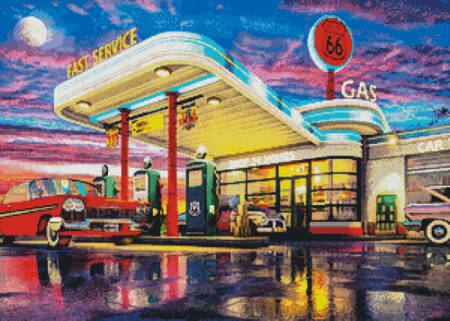 cross stitch pattern Sunset on Route 66