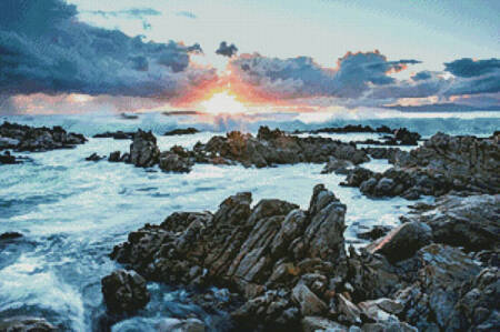 cross stitch pattern Sunset over Rocks at Gansbaai