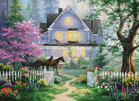 cross stitch pattern Victorian Evening