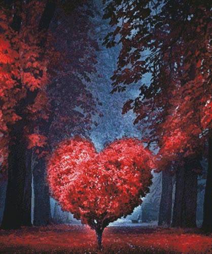 cross stitch pattern Valentine Heart Tree
