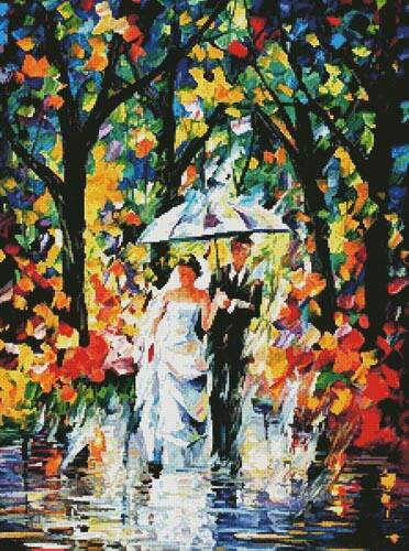 cross stitch pattern Wedding under the Rain
