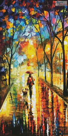 cross stitch pattern Walk with Dog (Crop)