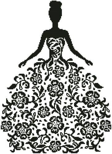 cross stitch pattern Woman Silhouette with Flowers