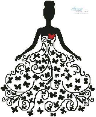 cross stitch pattern Woman Silhouette with Butterflies