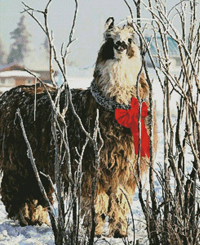 cross stitch pattern Christmas Llama