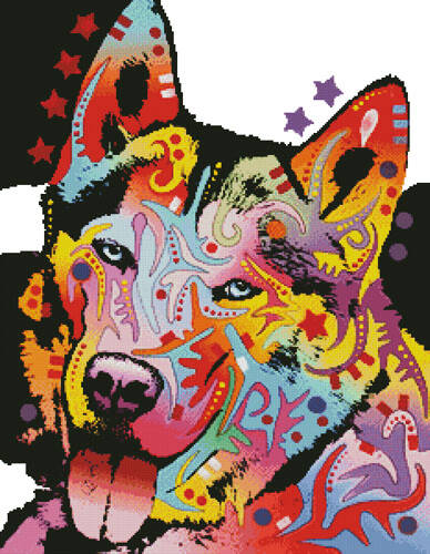 cross stitch pattern Abstract Siberian Husky
