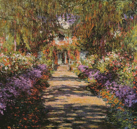 cross stitch pattern A Pathway in Monets Garden Giverny