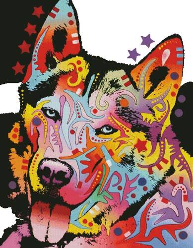 cross stitch pattern Abstract Siberian Husky (Large)