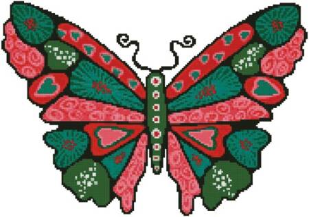 cross stitch pattern Butterfly Hearts
