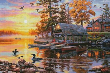cross stitch pattern Canoe Camp Buffalo (Large)