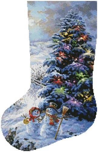 cross stitch pattern Country Shopping Stocking (Left)