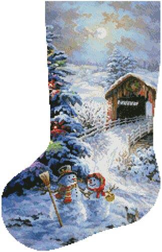 cross stitch pattern Country Shopping Stocking (Left 2)