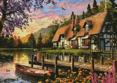 cross stitch pattern Cottage Evening Sunset (Large)