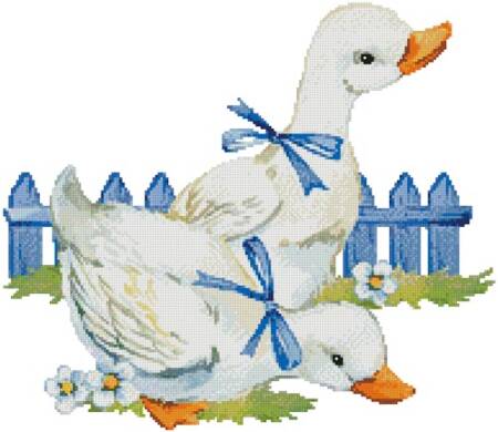 cross stitch pattern Ducks with Bows