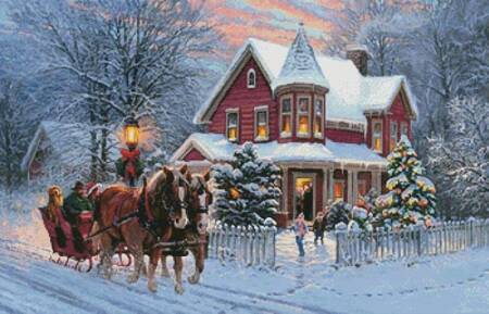 cross stitch pattern Dashing through the Snow