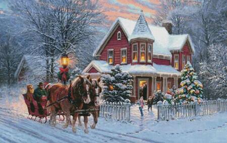 cross stitch pattern Dashing through the Snow (Large)