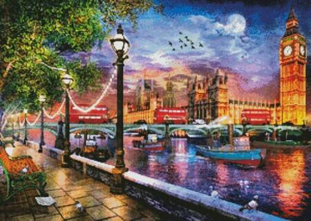 cross stitch pattern Evening Sunset at Parliament London