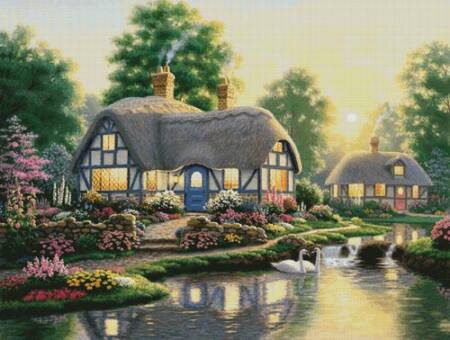 cross stitch pattern Great Cottage Walkway (Large)